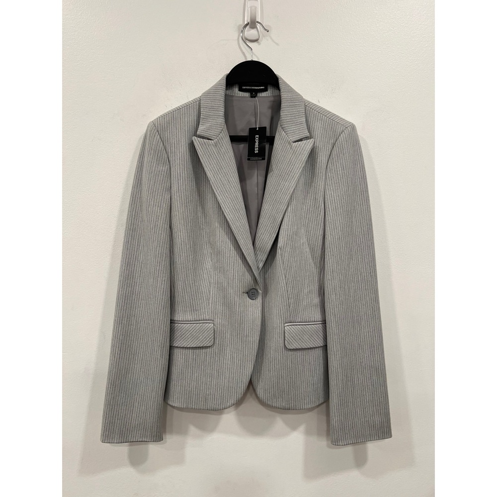 Express Design Studio Womens 6 Gray Pinstripe Single Button Blazer New With Tags